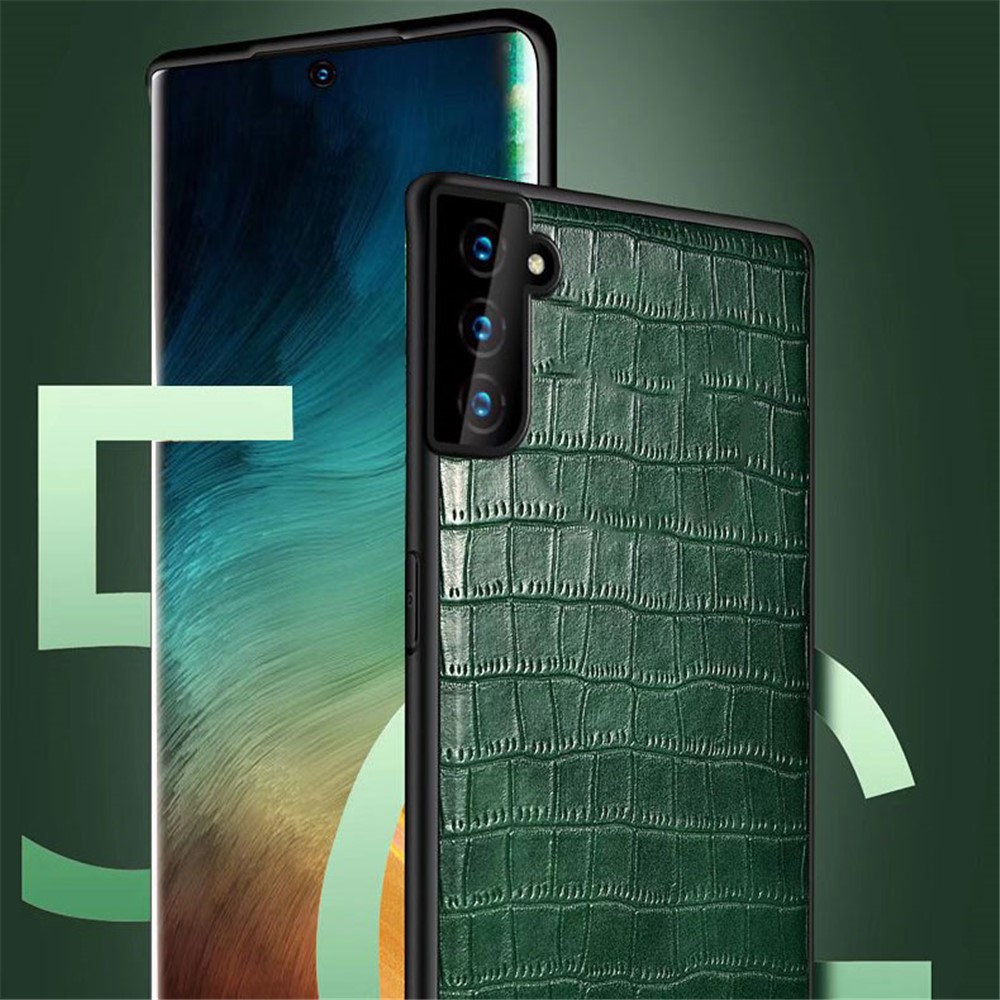 SULADA Crocodile Texture PU Leather Coated PC + TPU Drop-resistant Protective Phone Case Cover for Samsung Galaxy S22 5G - Green-2