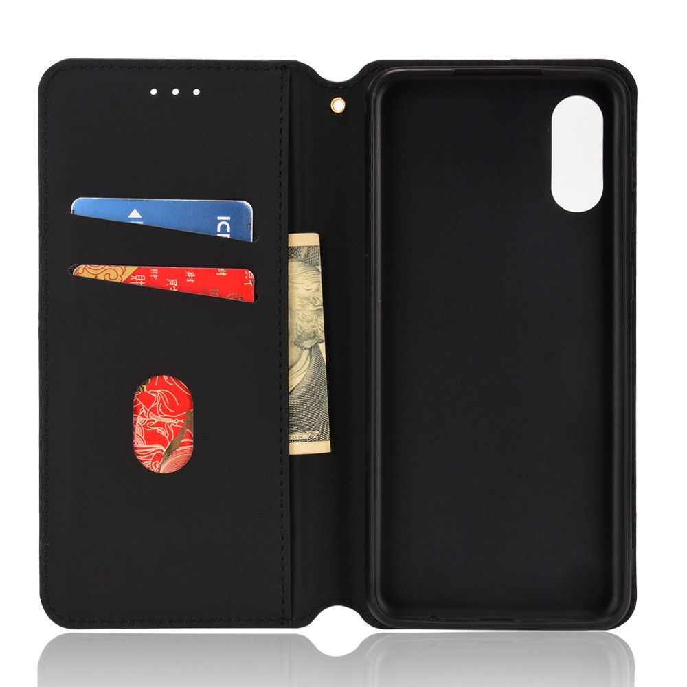 Stylish Rhombus Pattern Imprinted Cell Phone Case PU Leather + TPU Protective Cover with Stand Wallet for Samsung Galaxy A02 / M02 - Black-8