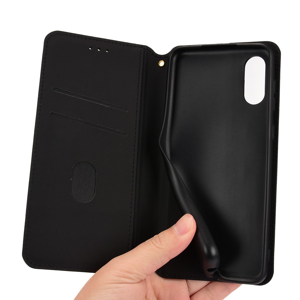 Stylish Rhombus Pattern Imprinted Cell Phone Case PU Leather + TPU Protective Cover with Stand Wallet for Samsung Galaxy A02 / M02 - Black-9