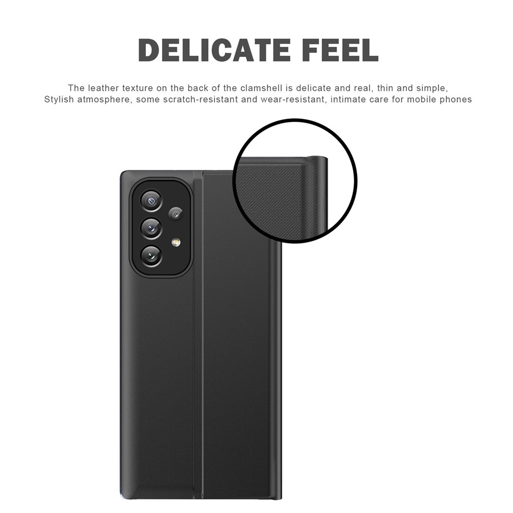 Auto-absorbed Light Slim Auto Wake/Sleep Leather Stand Phone Cover Phone Case with View Window for Samsung Galaxy A33 5G - Black-5