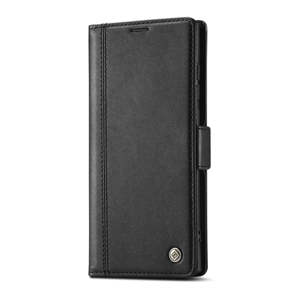 LC.IMEEKE PU Leather Cover Stand Wallet Double Magnetic Clasps Phone Case Shell for Samsung Galaxy S22 Ultra 5G - Black-3