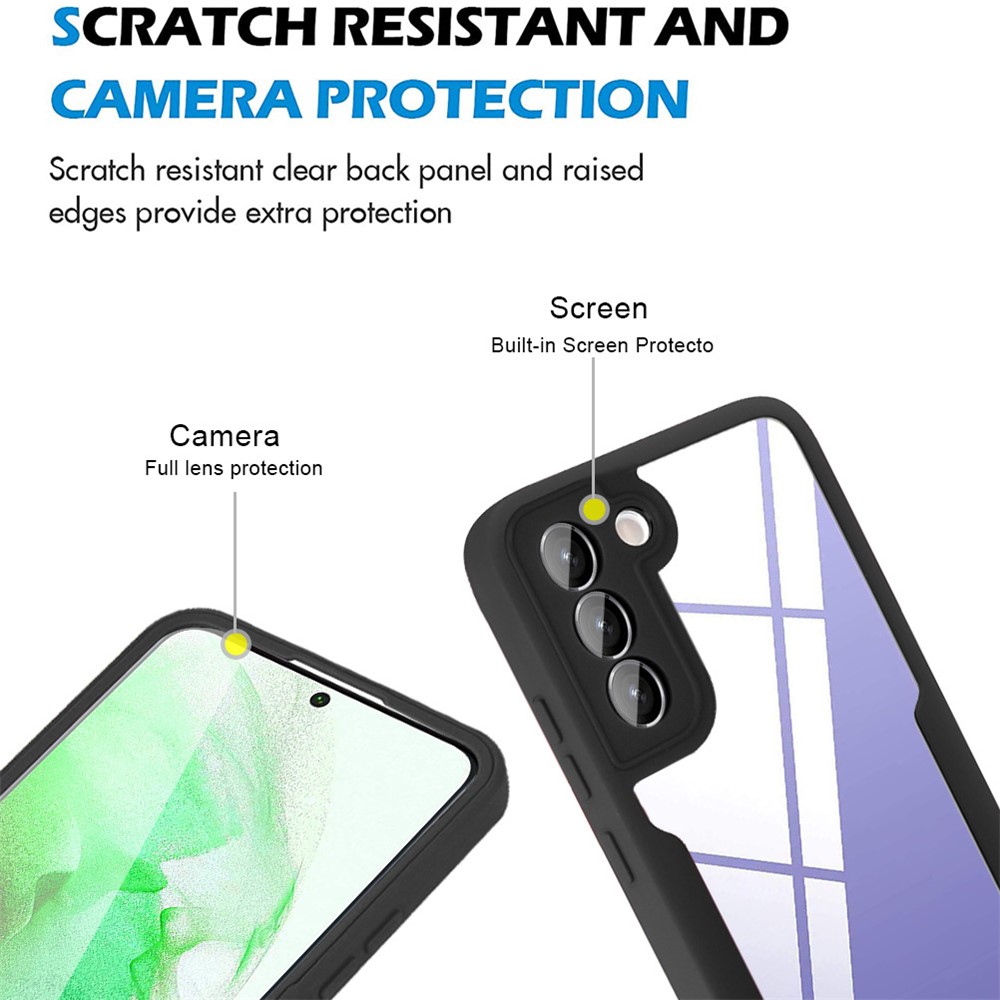 PET Screen Protector + Acrylic + TPU Case Shockproof All-round Protection Phone Cover for Samsung Galaxy S22+ 5G - Black-3