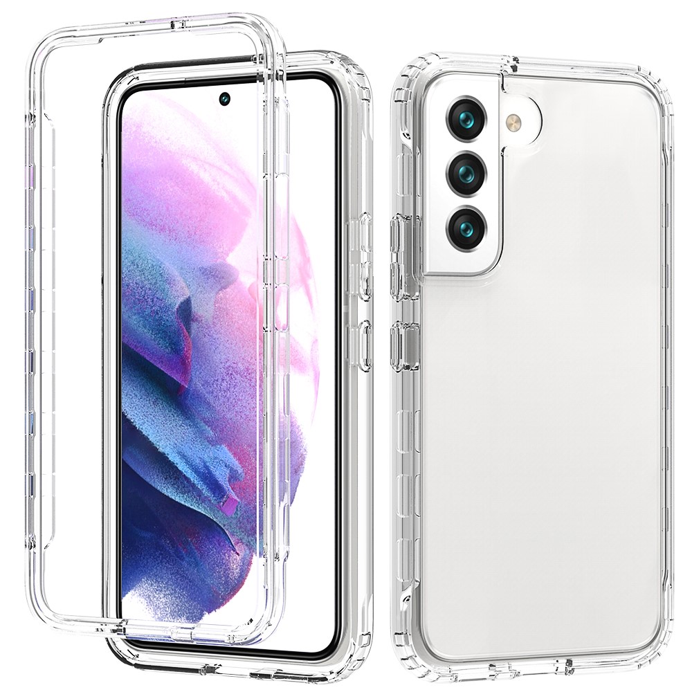 For Samsung Galaxy S22 5G Clear Gradient Color Mobile Phone Case Detachable 2-in-1 Design TPU + PC Phone Shell - Transparent-1