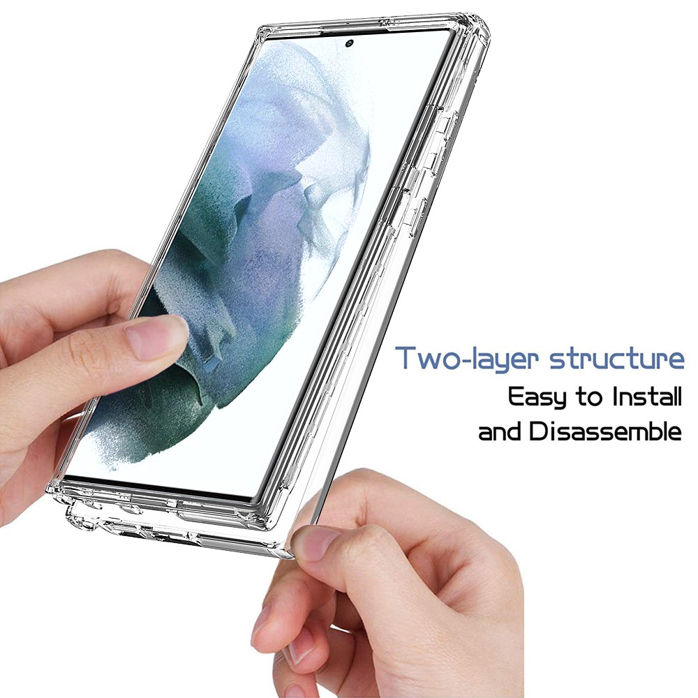 For Samsung Galaxy S22 Ultra 5G TPU + PC Anti-scratch Cell Phone Case Detachable 2-in-1 Design Clear Gradient Color Cover - Gradient Black-2