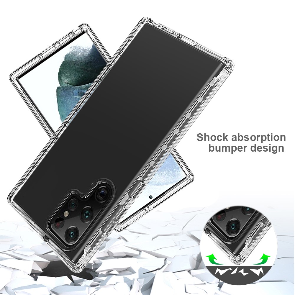 For Samsung Galaxy S22 Ultra 5G TPU + PC Anti-scratch Cell Phone Case Detachable 2-in-1 Design Clear Gradient Color Cover - Gradient Black-3