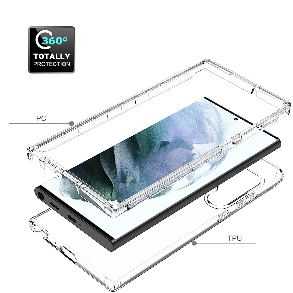 For Samsung Galaxy S22 Ultra 5G TPU + PC Anti-scratch Cell Phone Case Detachable 2-in-1 Design Clear Gradient Color Cover - Gradient Black-4