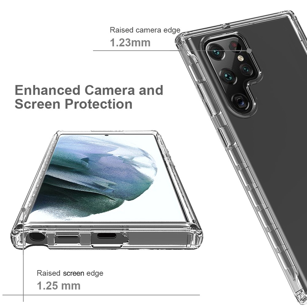 For Samsung Galaxy S22 Ultra 5G TPU + PC Anti-scratch Cell Phone Case Detachable 2-in-1 Design Clear Gradient Color Cover - Gradient Black-5