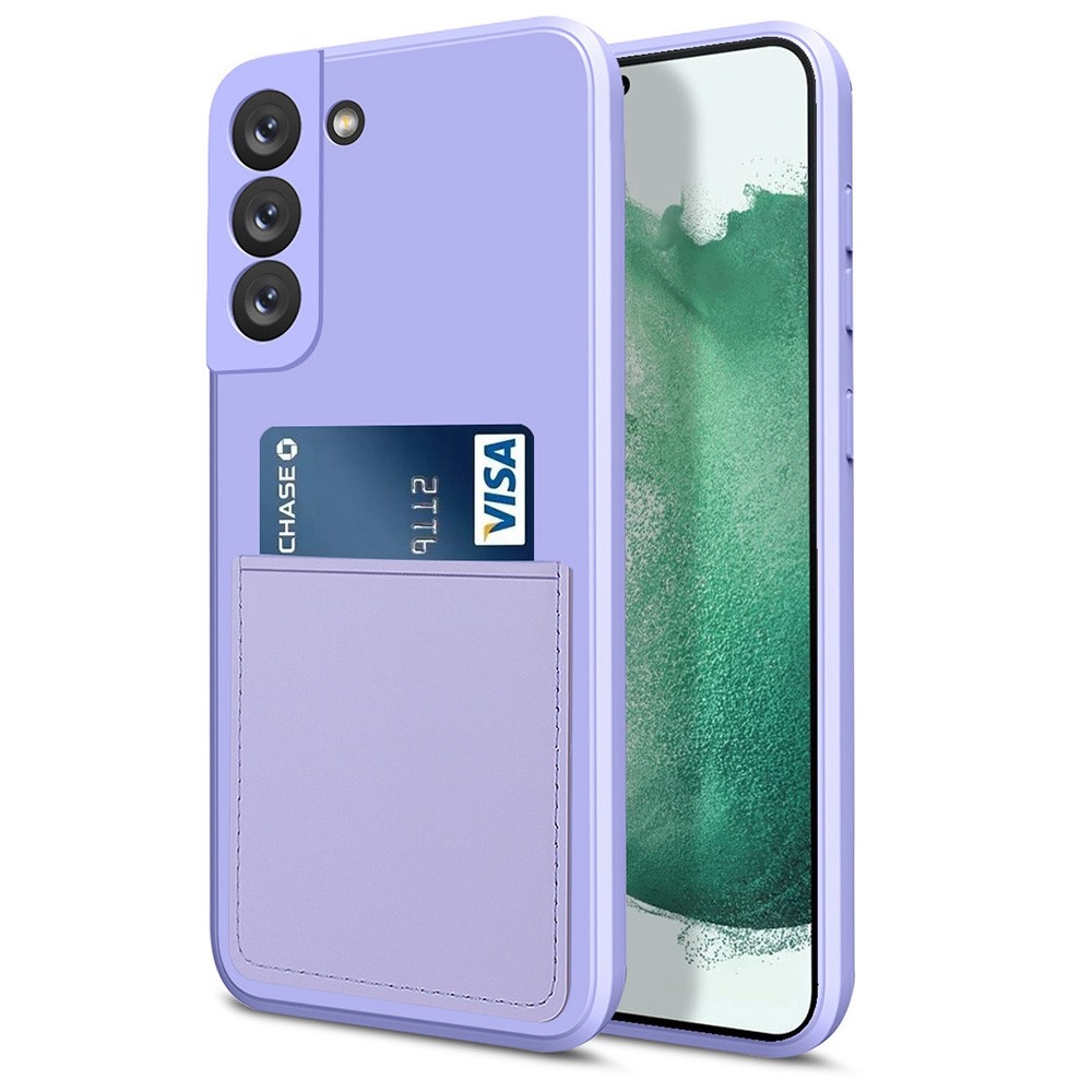 Smooth Touch Precise Cutout Card Slot Design Liquid Silicone Mobile Phone Case Shell for Samsung Galaxy S22+ 5G - Light Purple-1