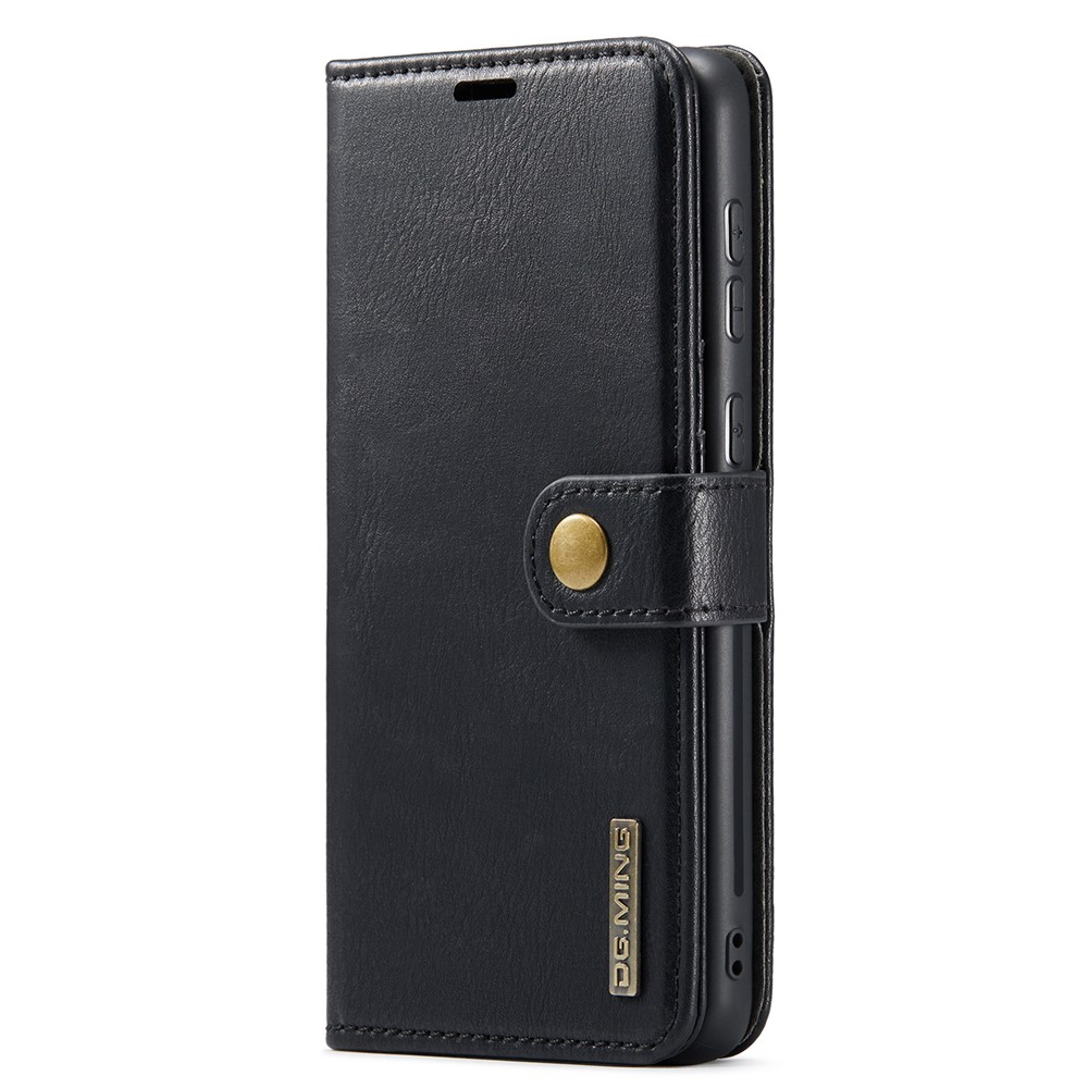 DG.MING Split Leather Wallet Phone Case Folio Flip Magnetic Detachable Stand Cover for Samsung Galaxy A73 5G - Black-2