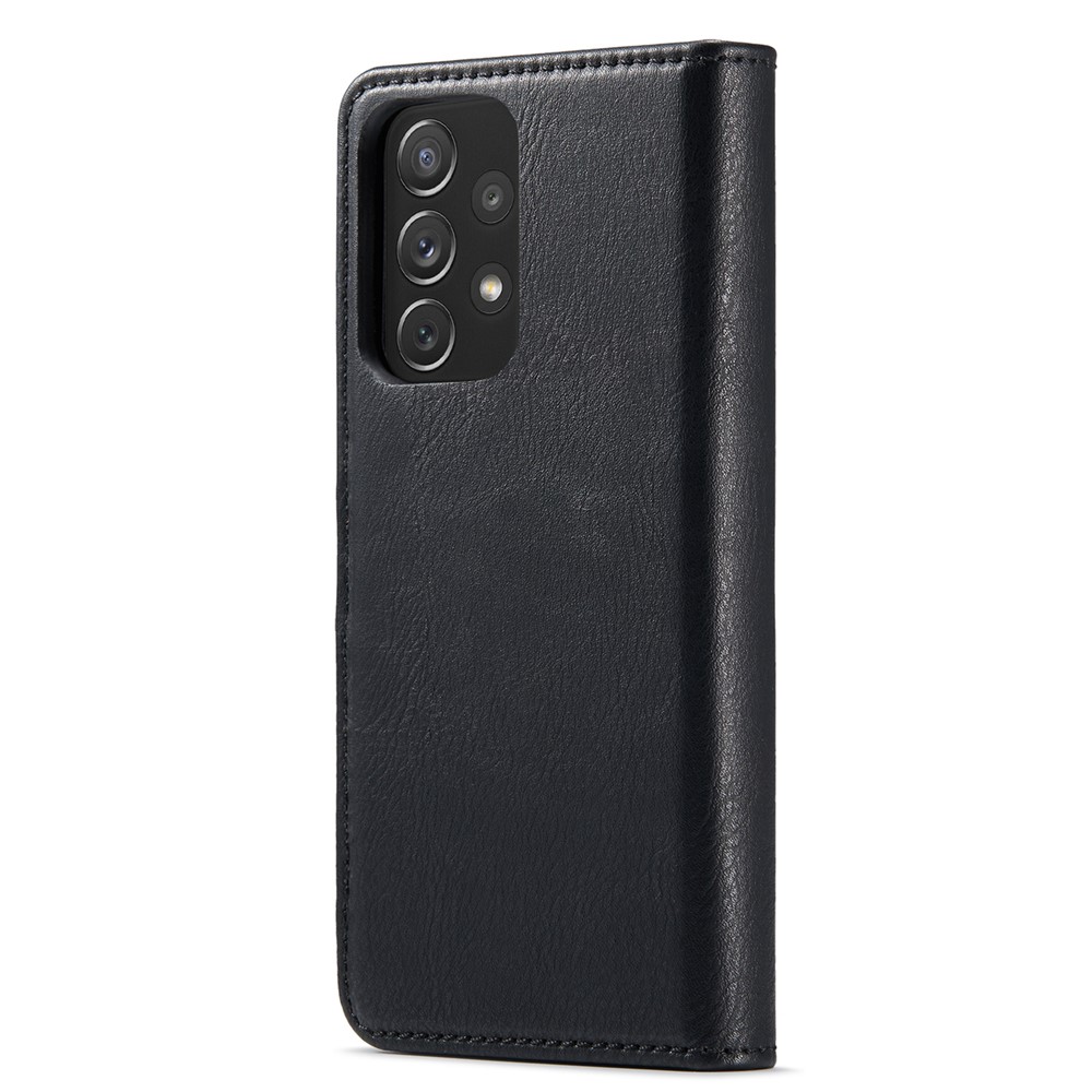 DG.MING Split Leather Wallet Phone Case Folio Flip Magnetic Detachable Stand Cover for Samsung Galaxy A73 5G - Black-3