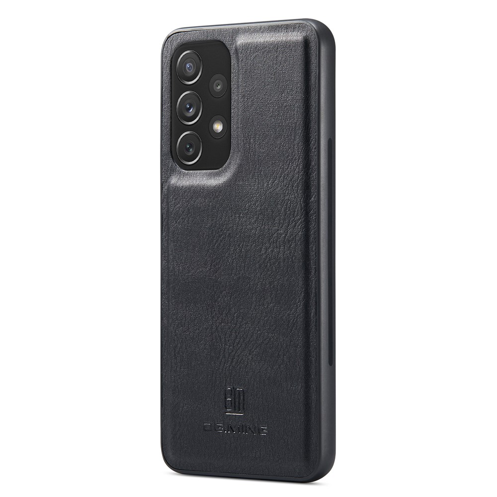 DG.MING Split Leather Wallet Phone Case Folio Flip Magnetic Detachable Stand Cover for Samsung Galaxy A73 5G - Black-4