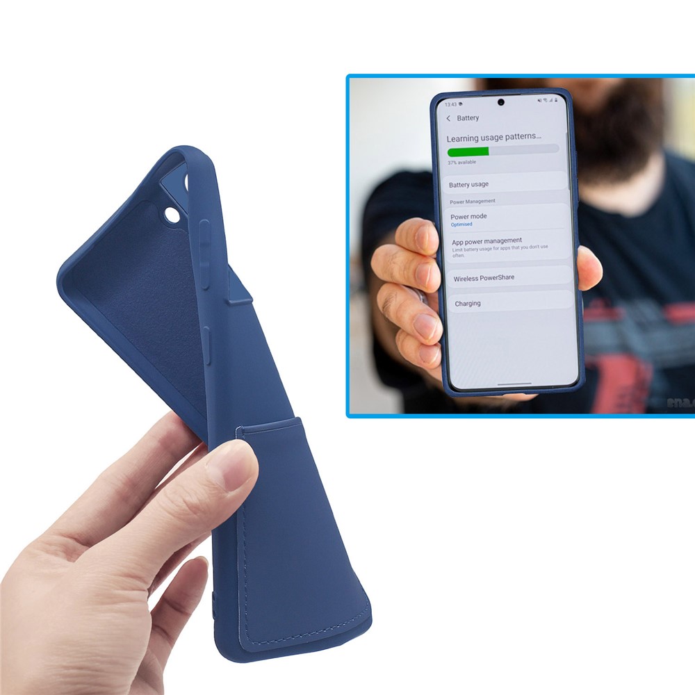 Liquid Silicone Anti-scratch Phone Case Card Slot Design Precise Cutout Cell Phone Shell for Samsung Galaxy S20 - Sapphire-3