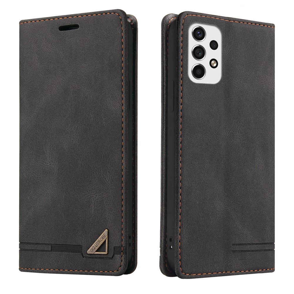 GQ.UTROBE 008 Series Well-protected RFID Blocking PU Leather Cell Phone Cover Skin Touch Magnetic Auto-absorbed Phone Case with Stand Wallet for Samsung Galaxy A53 5G - Black-1