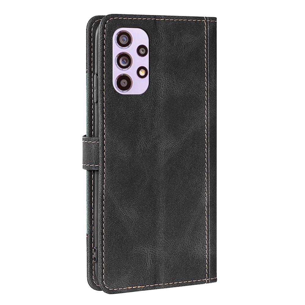 Stylish Bi-color Splicing Style PU Leather Flip Wallet Stand Phone Case Cover for Samsung Galaxy A33 5G - Black-2