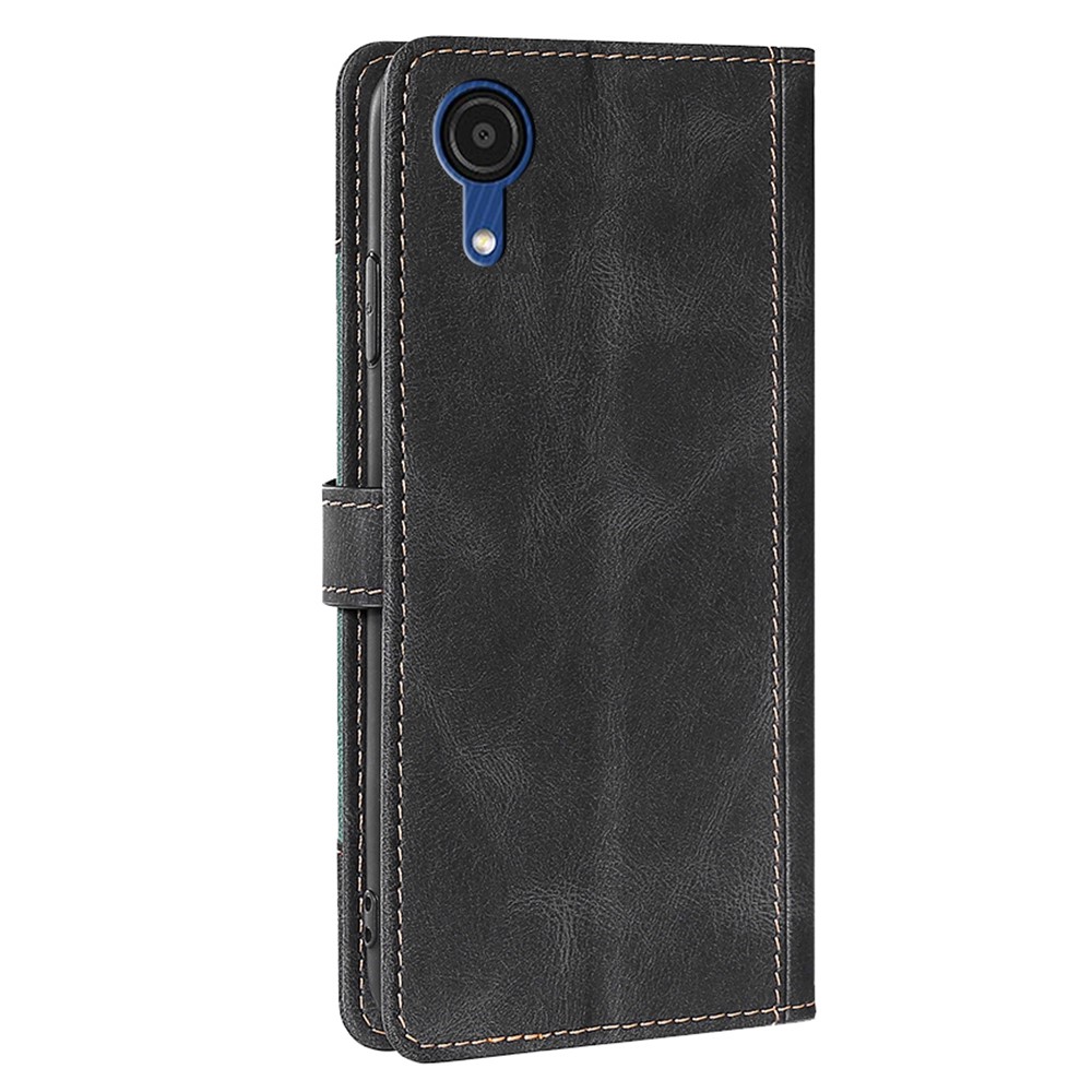 PU Leather + TPU Smartphone Shell Bi-color Splicing Style Flip Wallet Stand Phone Case Cover for Samsung Galaxy A03 Core - Black-2
