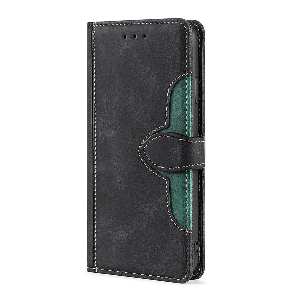 PU Leather + TPU Smartphone Shell Bi-color Splicing Style Flip Wallet Stand Phone Case Cover for Samsung Galaxy A03 Core - Black-3