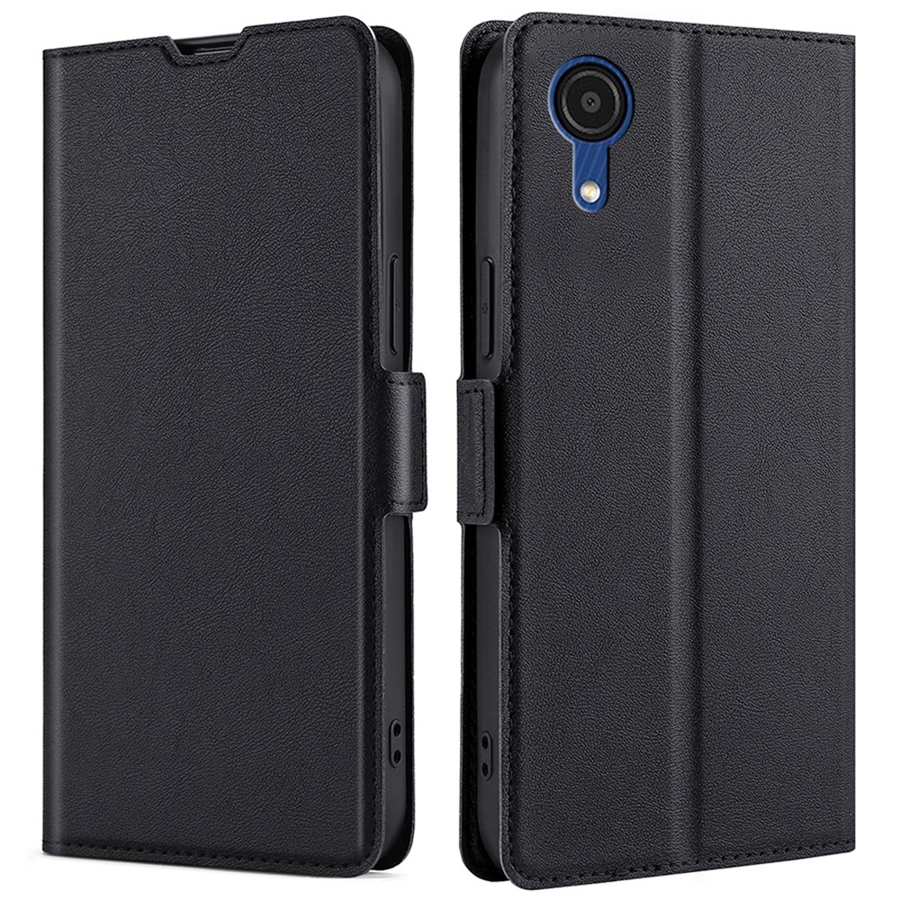PU Leather Folio Flip Cover Stand Inner TPU Full Protective Phone Case with Card Slot for Samsung Galaxy A03 Core - Black-1
