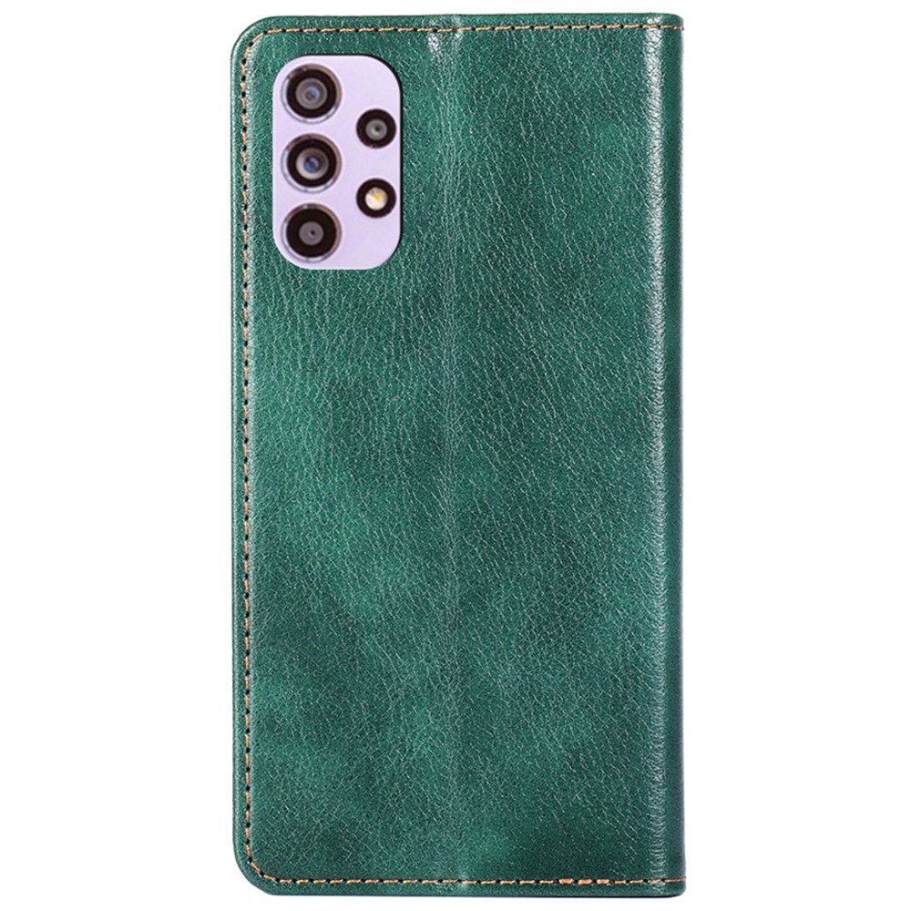Drop Protection PU Leather Stand Flip Cover Magnetic Absorption Wallet Phone Case for Samsung Galaxy A33 5G - Green-3