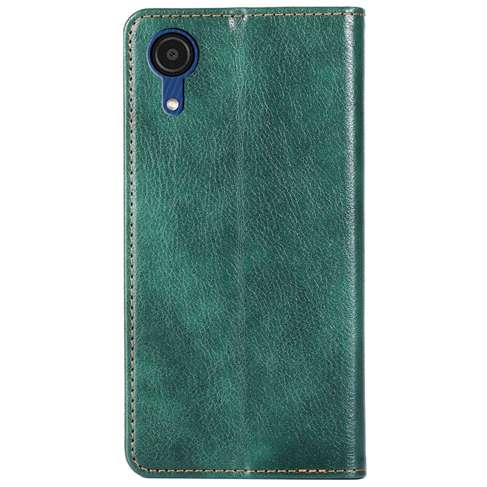PU Leather Shockproof TPU Inner Shell Magnetic Auto-absorbed Wallet Phone Case with Stand for Samsung Galaxy A03 Core - Green-3