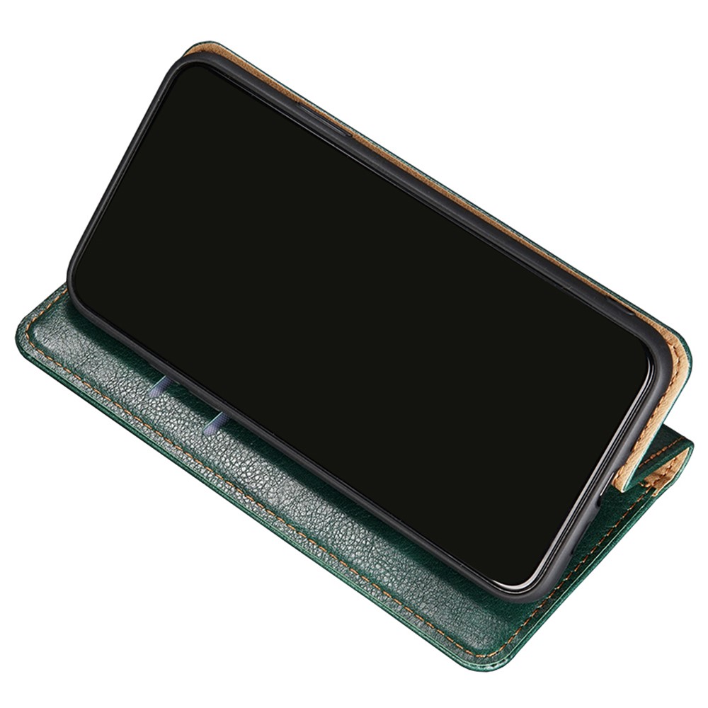 PU Leather Shockproof TPU Inner Shell Magnetic Auto-absorbed Wallet Phone Case with Stand for Samsung Galaxy A03 Core - Green-4