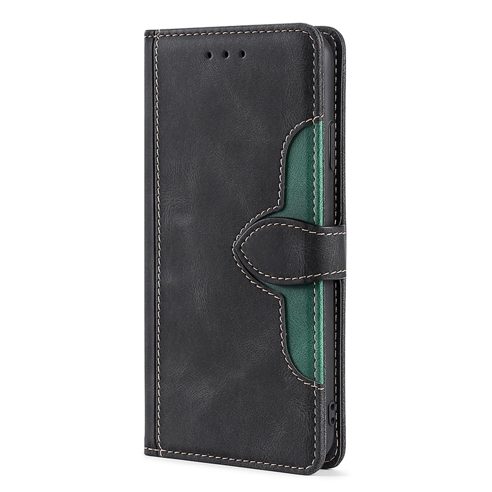 Stylish Bi-color Splicing Fall-proof PU Leather Folio Flip Wallet Stand Phone Case Cover for Samsung Galaxy A53 5G - Black-3