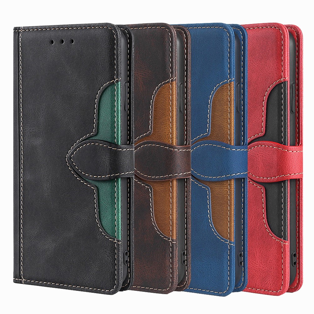 Stylish Bi-color Splicing Fall-proof PU Leather Folio Flip Wallet Stand Phone Case Cover for Samsung Galaxy A53 5G - Black-8