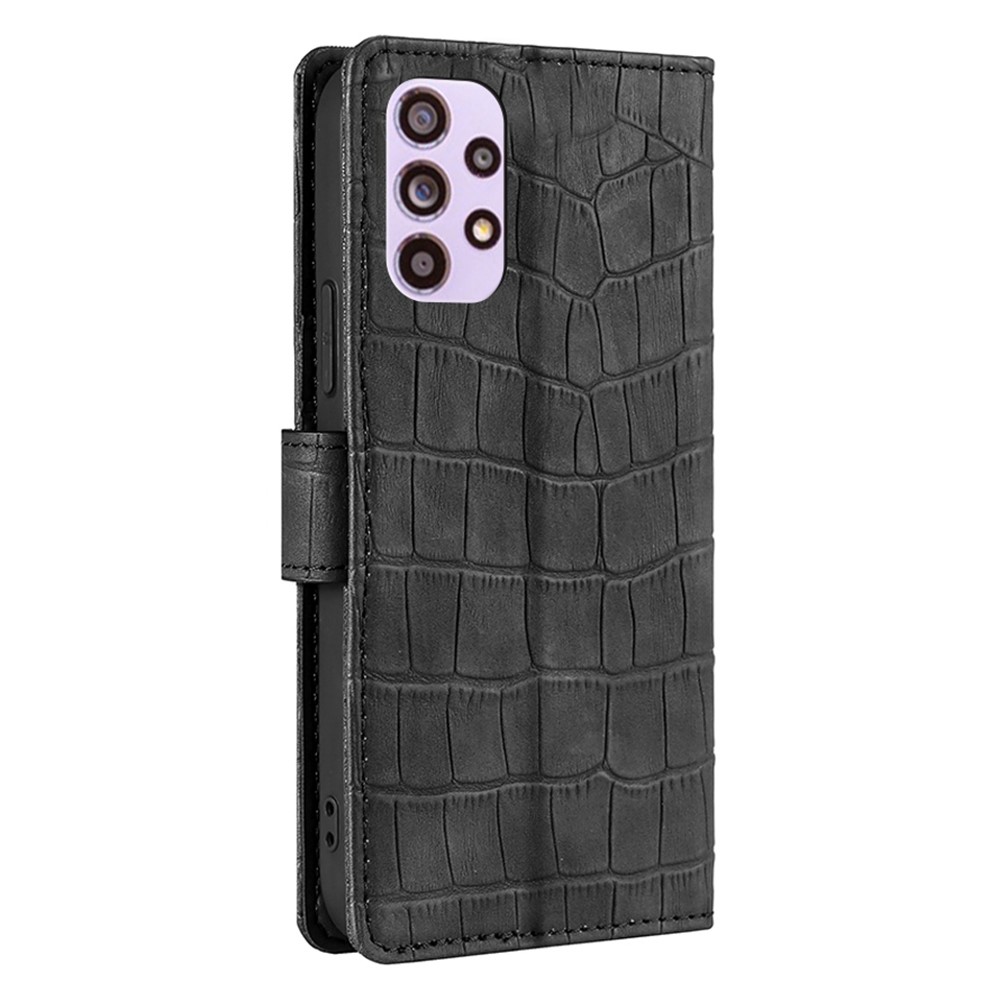 Anti-fingerprint Fashionable Cell Phone Covering PU Leather Crocodile Texture Shockproof Phone Case Wallet for Samsung Galaxy A33 5G - Black-2