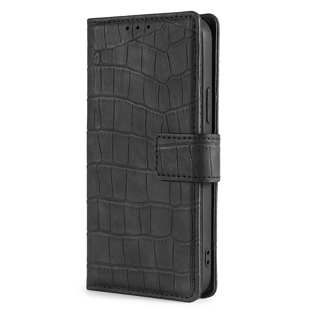 Anti-fingerprint Fashionable Cell Phone Covering PU Leather Crocodile Texture Shockproof Phone Case Wallet for Samsung Galaxy A33 5G - Black-3