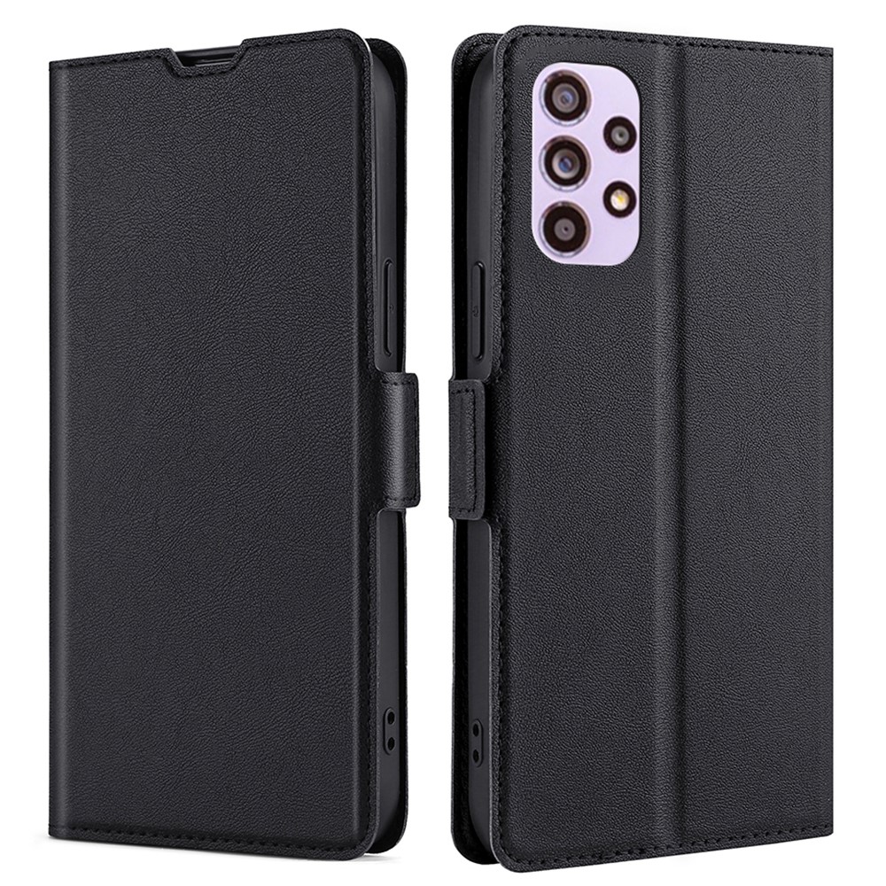 Card Slot Design Side Magnetic Closure Overall Protection PU Leather Phone Stand Case for Samsung Galaxy A33 5G - Black-1