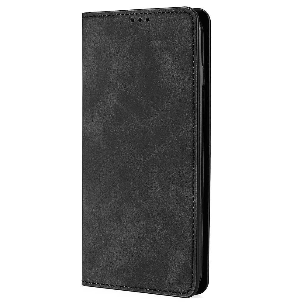 Anti-fingerprint Card Holder Design Full Protection Stand Skin-touch Feeling Leather Case Phone Shell for Samsung Galaxy A53 5G - Black-3