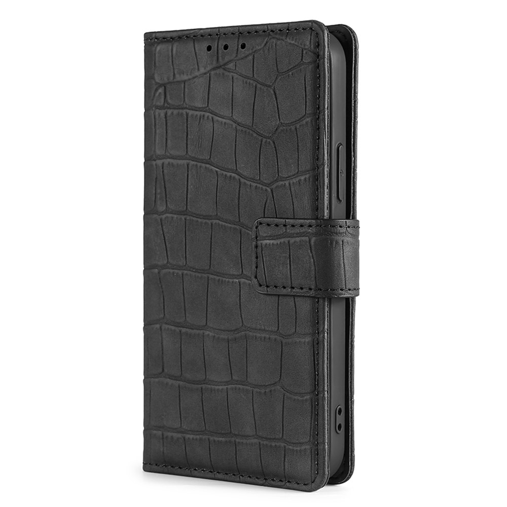 Shockproof PU Leather Crocodile Texture Phone Case Wallet Stand Flip Full Protective Cover for Samsung Galaxy A53 5G - Black-3