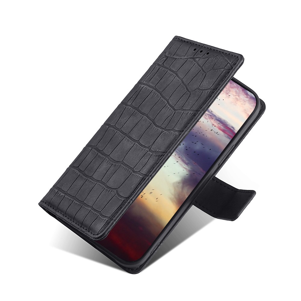 Shockproof PU Leather Crocodile Texture Phone Case Wallet Stand Flip Full Protective Cover for Samsung Galaxy A53 5G - Black-7