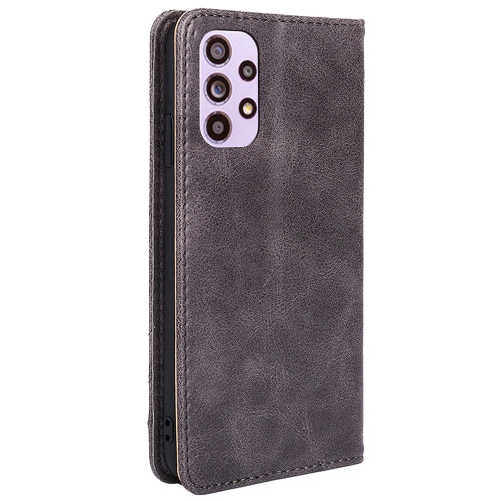 Retro Texture Triangle Stitching Line PU Leather Case Stand Flip Wallet Phone Cover for Samsung Galaxy A33 5G - Grey-3