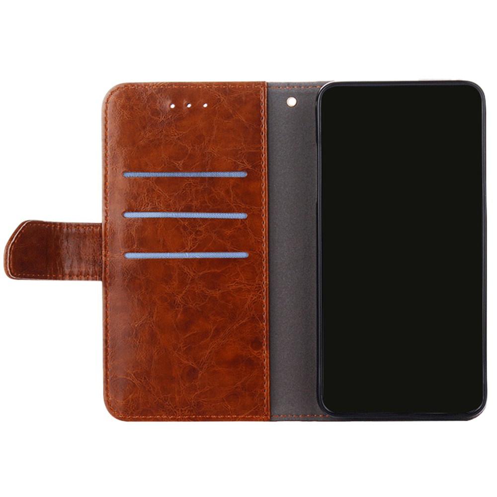 Wallet Design Splicing Geometric Pattern PU Leather Case Stand Magnetic Closure Cover for Samsung Galaxy A33 5G - Dark Brown-5