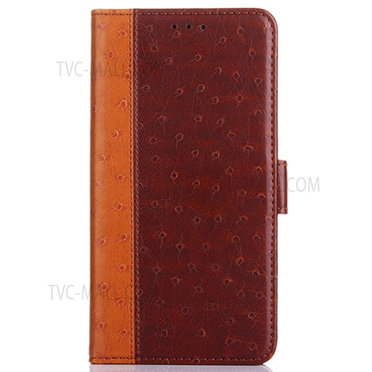 Ostrich Texture Splicing PU Leather Wallet Stand Magnetic Flip Protective Cover for Samsung Galaxy A53 5G - Brown-2