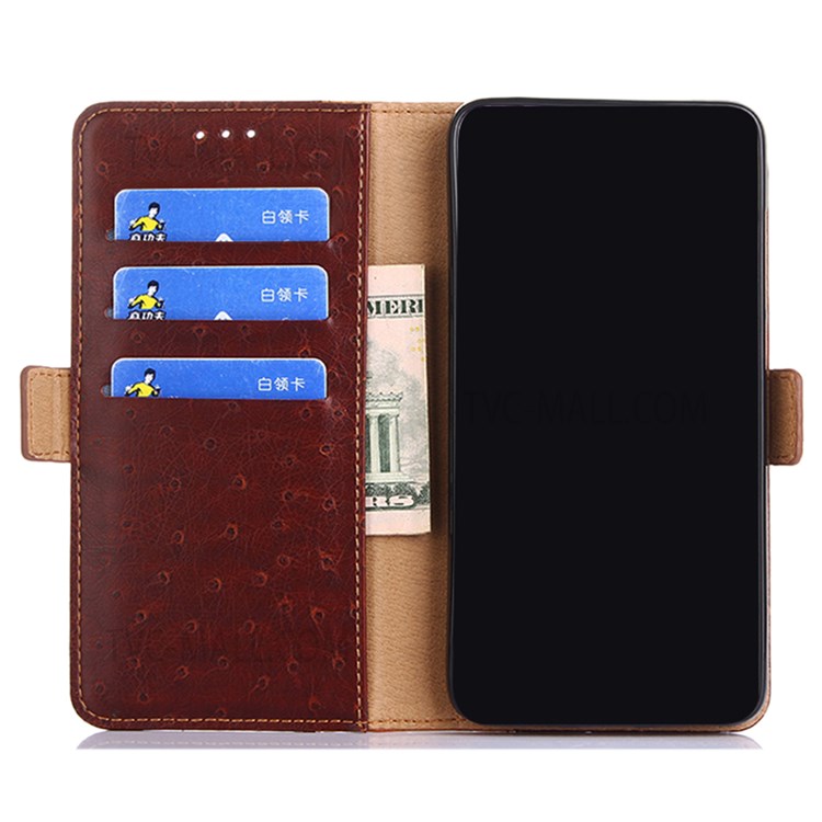 Ostrich Texture Splicing PU Leather Wallet Stand Magnetic Flip Protective Cover for Samsung Galaxy A53 5G - Brown-5