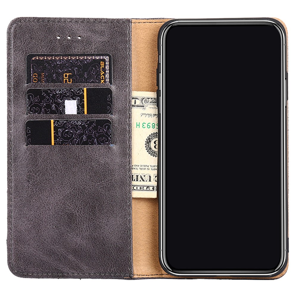 Retro Texture Triangle Stitching Line PU Leather Case Stand Flip Wallet Phone Cover for Samsung Galaxy A53 5G - Grey-5
