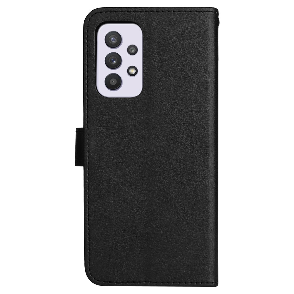 Solid Color Folio Flip PU Leather Stand Wallet Cover Drop-resistant Phone Case for Samsung Galaxy A33 5G - Black-3