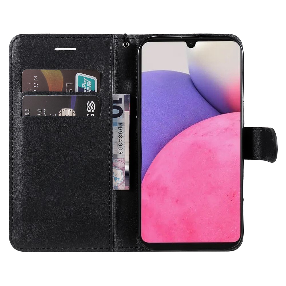 Solid Color Folio Flip PU Leather Stand Wallet Cover Drop-resistant Phone Case for Samsung Galaxy A33 5G - Black-4