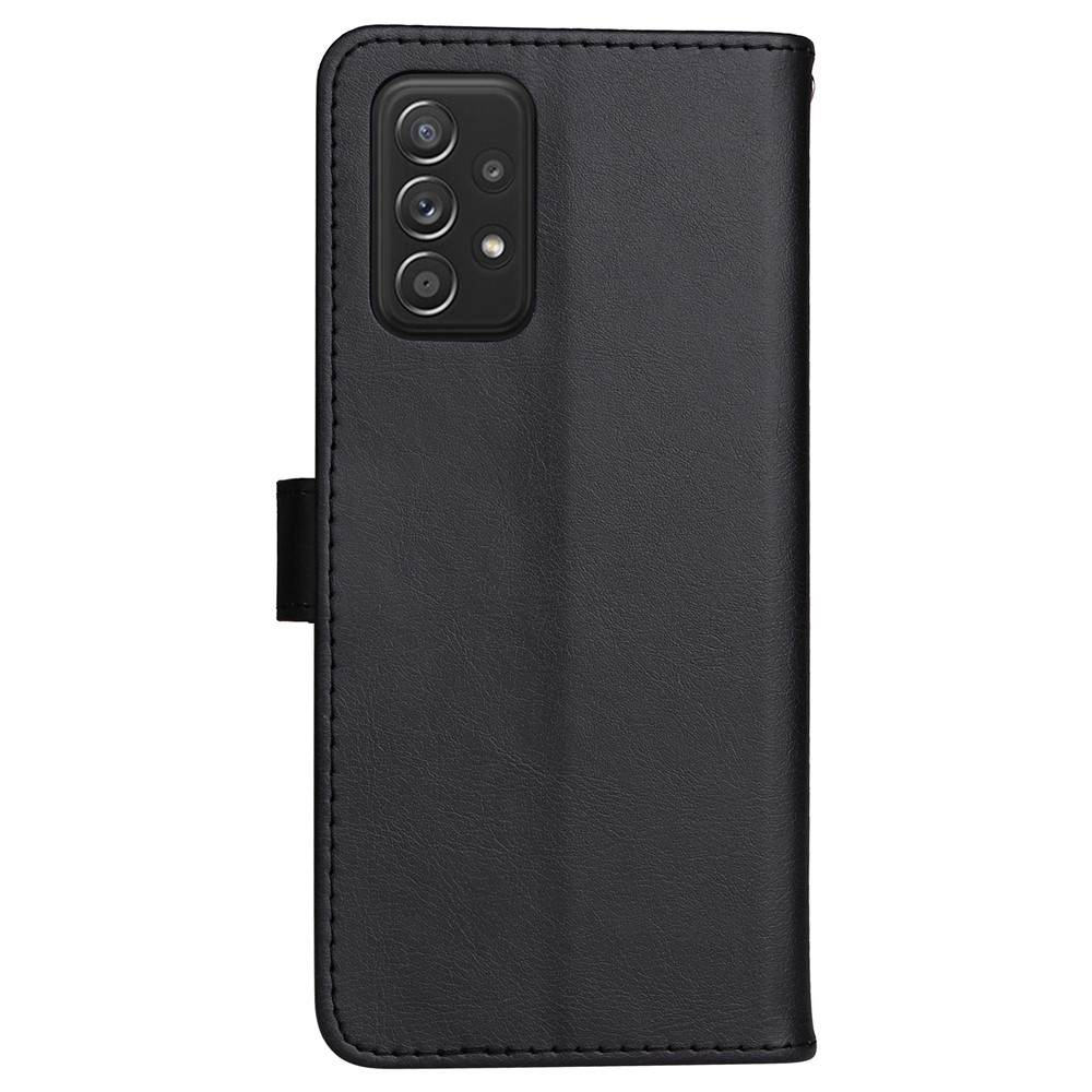 Solid Color Magnetic Clasp Shockproof PU Leather Shell Inner TPU Stand Wallet Phone Case for Samsung Galaxy A73 5G - Black-3