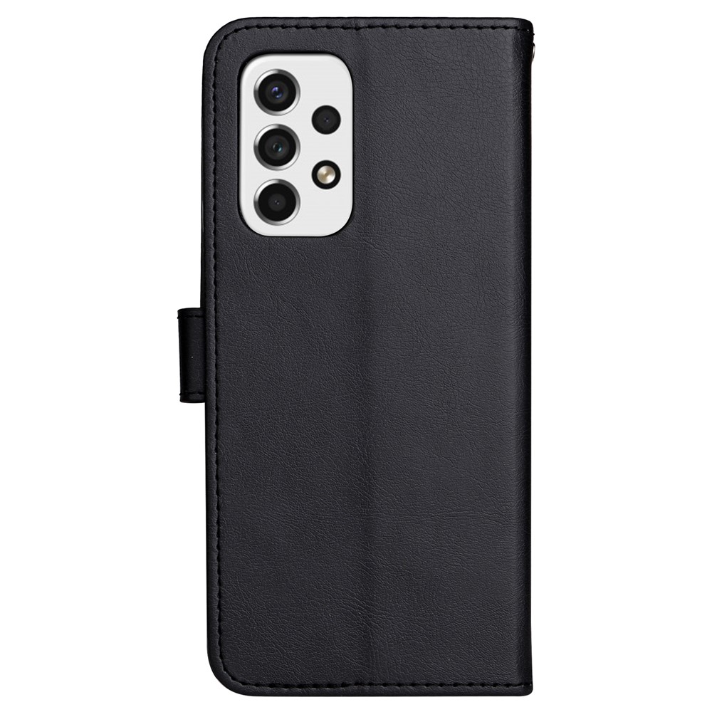 PU Leather + TPU Stand Wallet Shell Shockproof Solid Color Phone Case for Samsung Galaxy A53 5G - Black-3