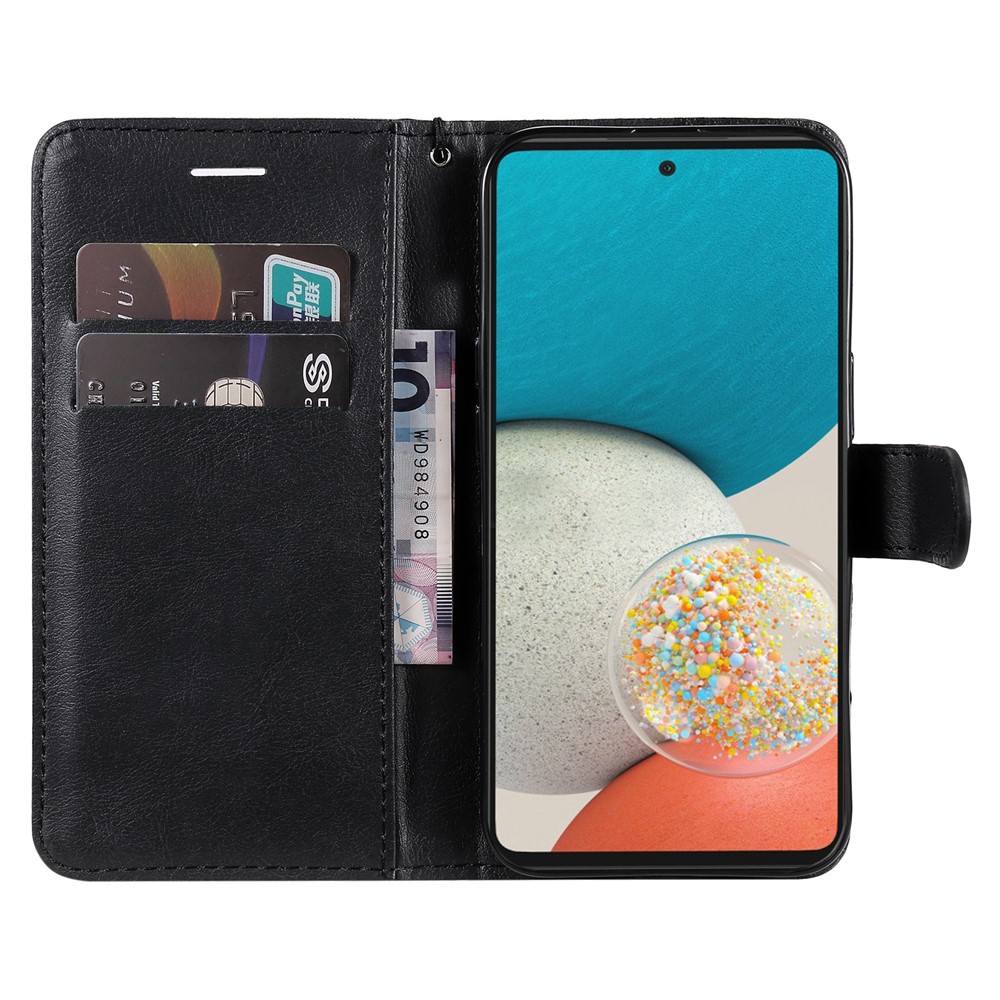 PU Leather + TPU Stand Wallet Shell Shockproof Solid Color Phone Case for Samsung Galaxy A53 5G - Black-4