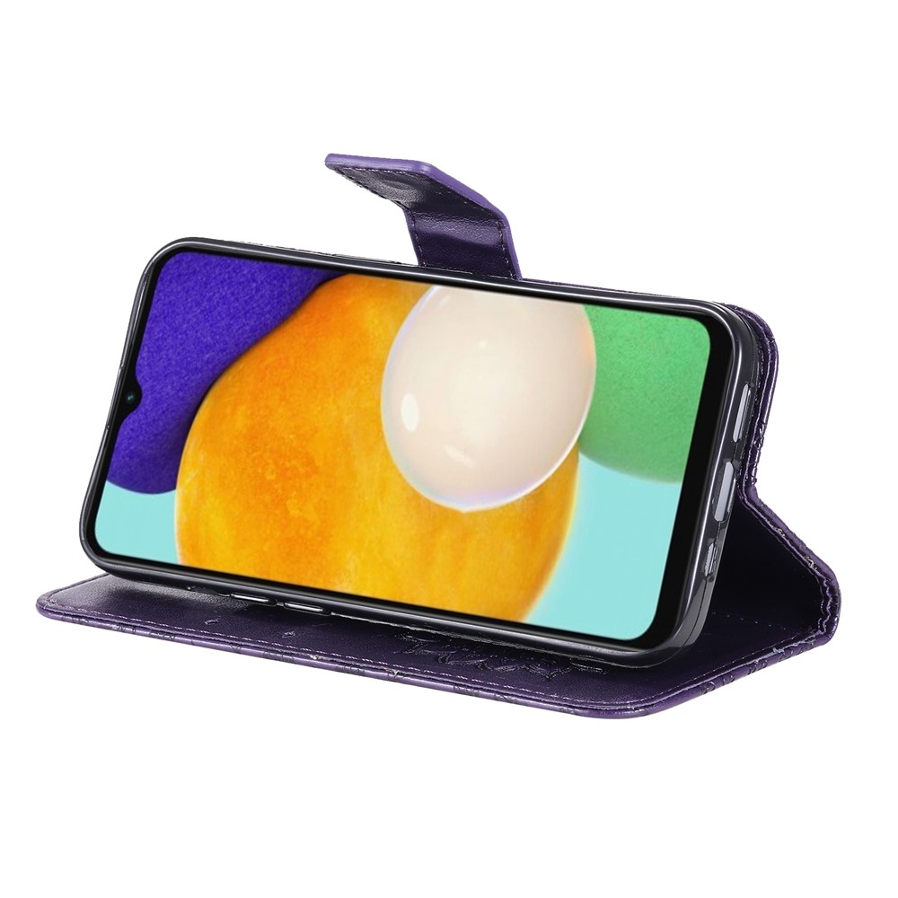 Mandala Sun Pattern Imprinted PU Leather Flip Cover Stand Magnetic Wallet Phone Case with Strap for Samsung Galaxy A13 4G / A13 Lite 4G - Purple-5