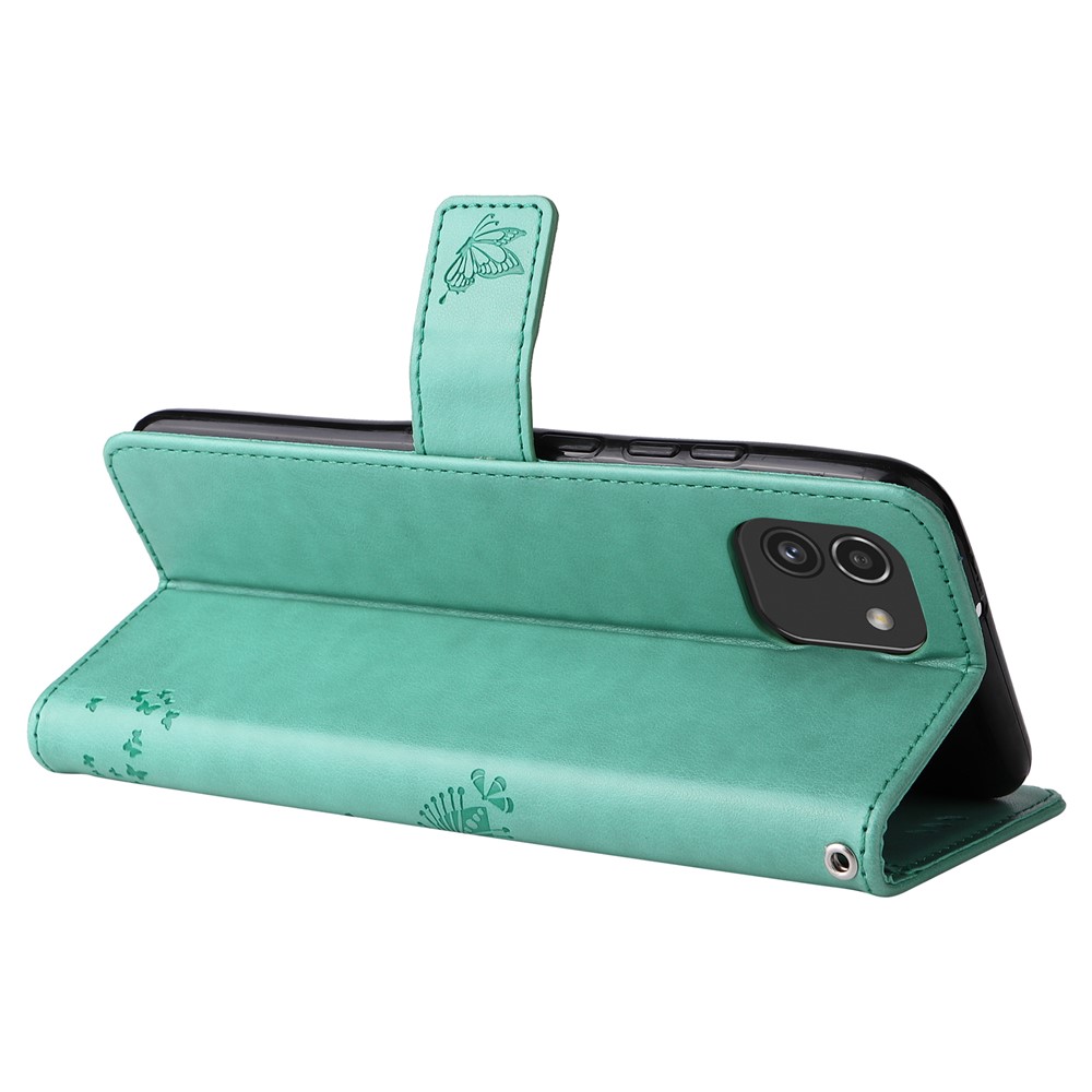 Cat Tree Pattern Imprinted PU Leather Wallet Case Flip Stand Magnetic Phone Cover with Strap for Samsung Galaxy A03 (166.5 x 75.98 x 9.14mm) - Green-5