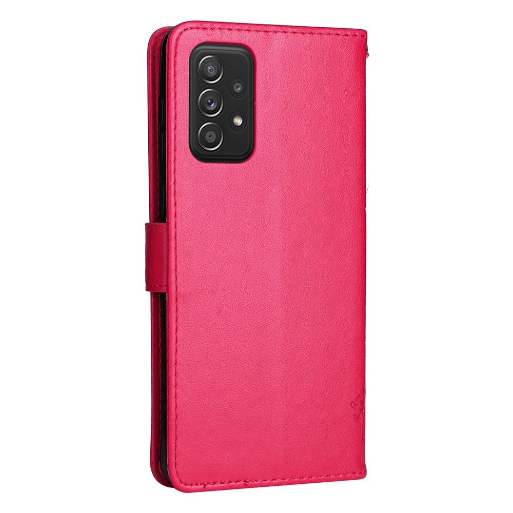 Scratch Resistant Cat Tree Pattern Imprinted PU Leather Case Stand Wallet Magnetic Flip Cover with Strap for Samsung Galaxy A73 5G - Rose-3