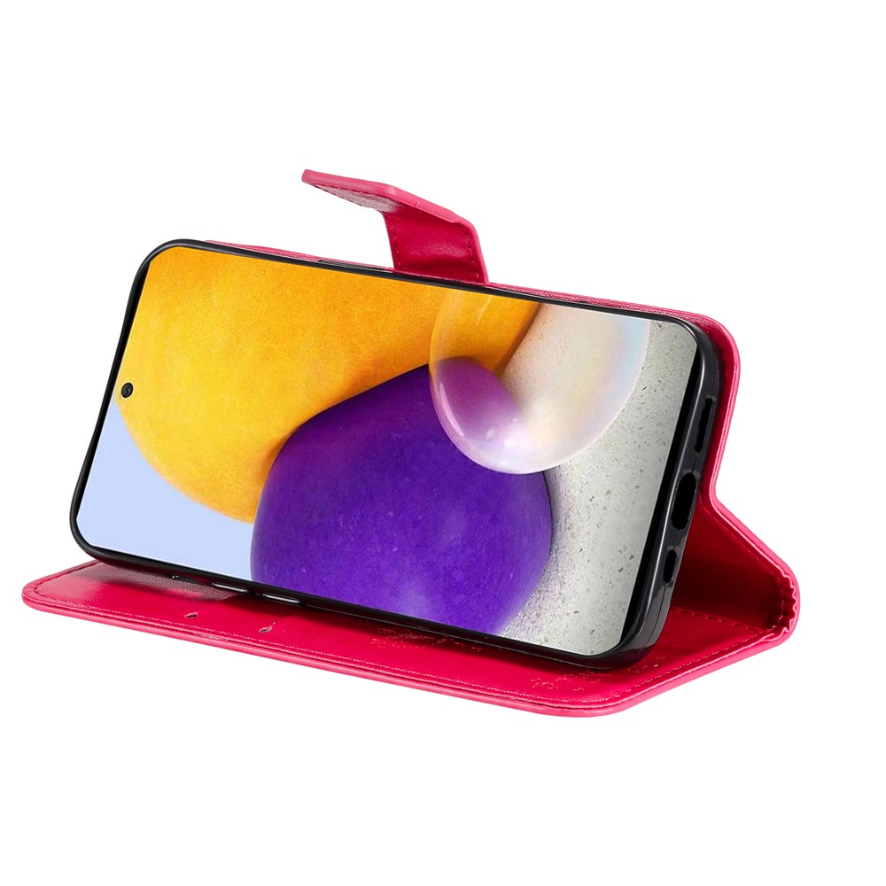 Scratch Resistant Cat Tree Pattern Imprinted PU Leather Case Stand Wallet Magnetic Flip Cover with Strap for Samsung Galaxy A73 5G - Rose-6