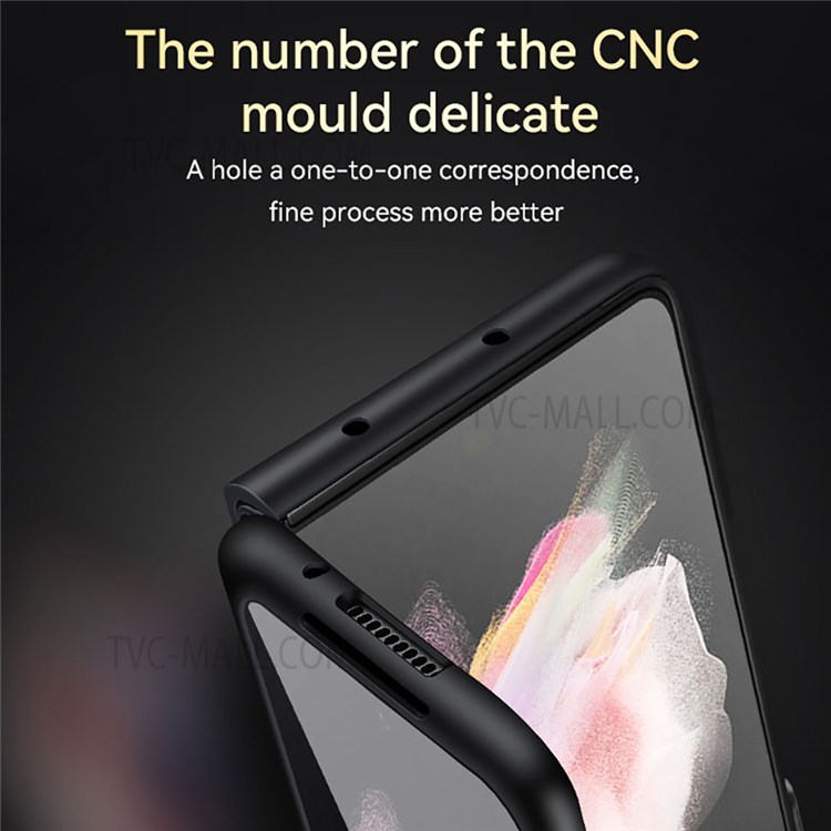 SULADA Stylish Crocodile Texture PU Leather Coating PC Protective Phone Case for Samsung W21 5G/Galaxy Z Fold2 5G - Black-3