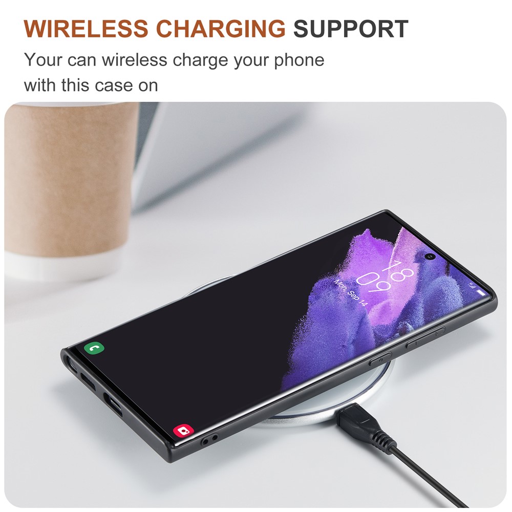 DG.MING M1 Series Detachable 2-in-1 Wallet Phone Case Support Wireless Charging Hybrid Phone Protector for Samsung Galaxy S22 Ultra 5G - Black-10