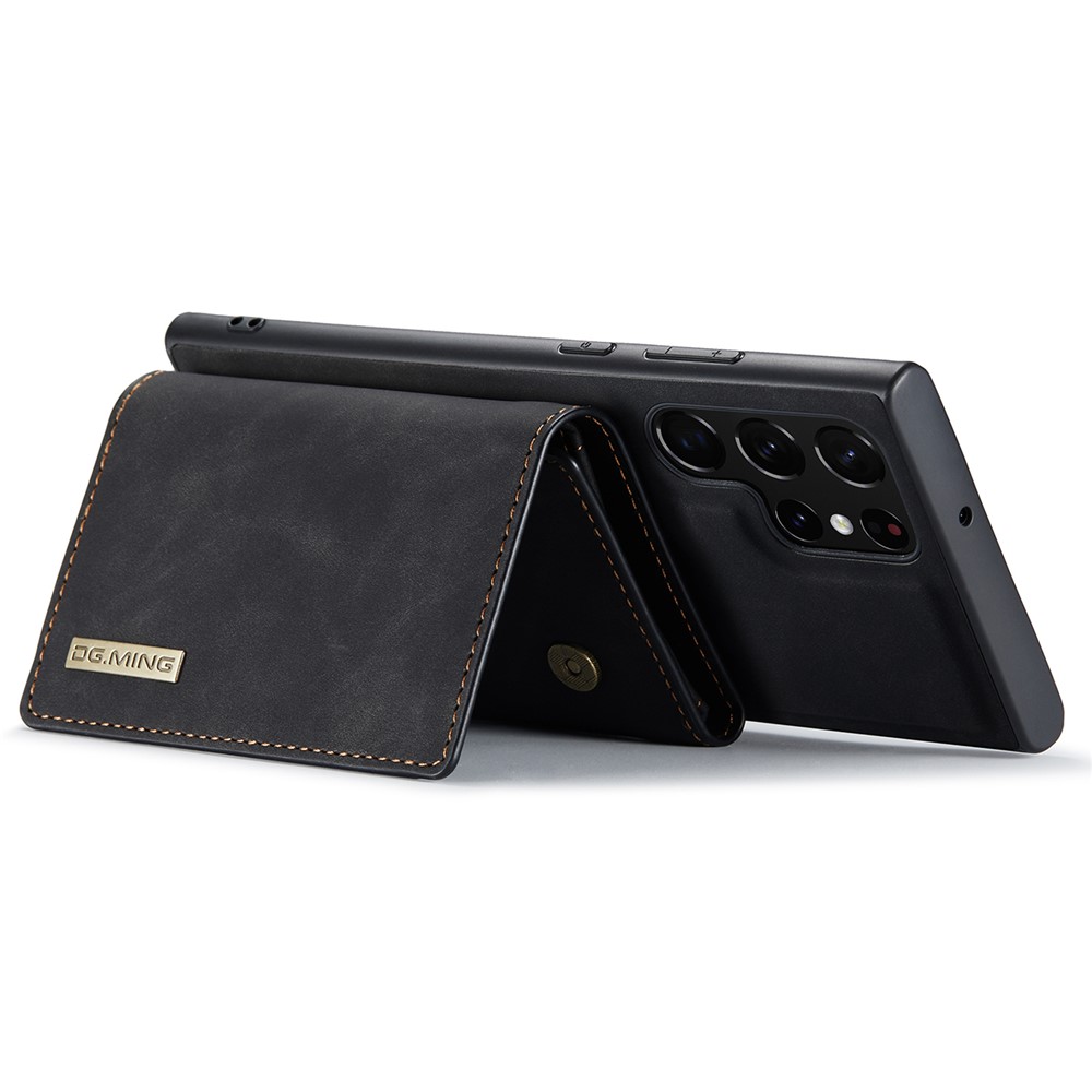 DG.MING M1 Series Detachable 2-in-1 Wallet Phone Case Support Wireless Charging Hybrid Phone Protector for Samsung Galaxy S22 Ultra 5G - Black-3
