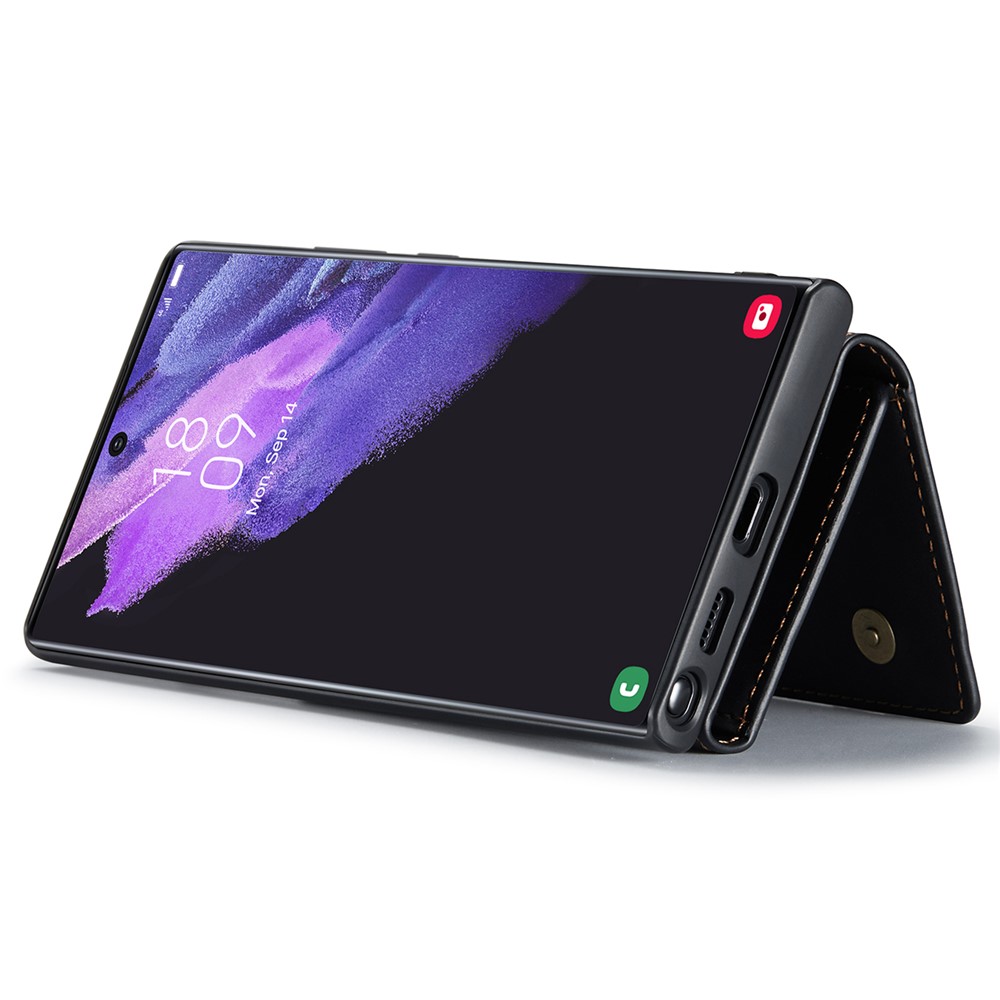 DG.MING M1 Series Detachable 2-in-1 Wallet Phone Case Support Wireless Charging Hybrid Phone Protector for Samsung Galaxy S22 Ultra 5G - Black-4
